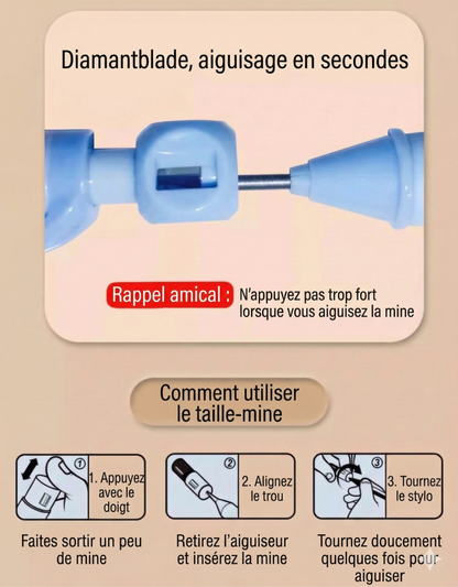 Crayon Éternel Ergonomique pour Enfants – Aide à la Posture d'Écriture et Sans Taillage