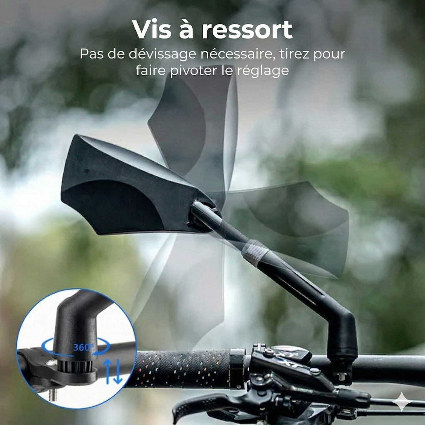 Rétroviseur de Vélo Ajustable à 360° – Miroir Grand Angle pour Guidon (Sécurité Optimale)