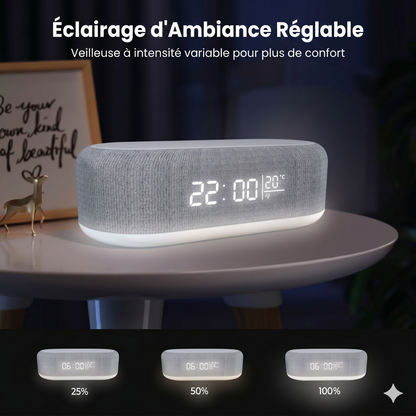Station de Charge 6-en-1 25W – Horloge, Enceinte & Veilleuse