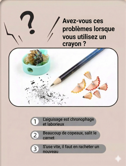 Crayon Éternel Ergonomique pour Enfants – Aide à la Posture d'Écriture et Sans Taillage
