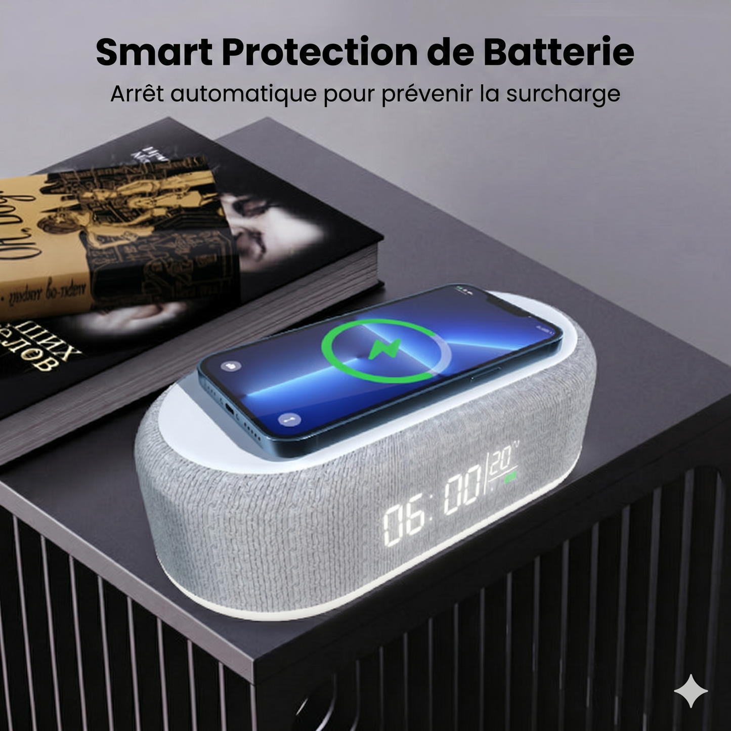 Station de Charge 6-en-1 25W – Horloge, Enceinte & Veilleuse