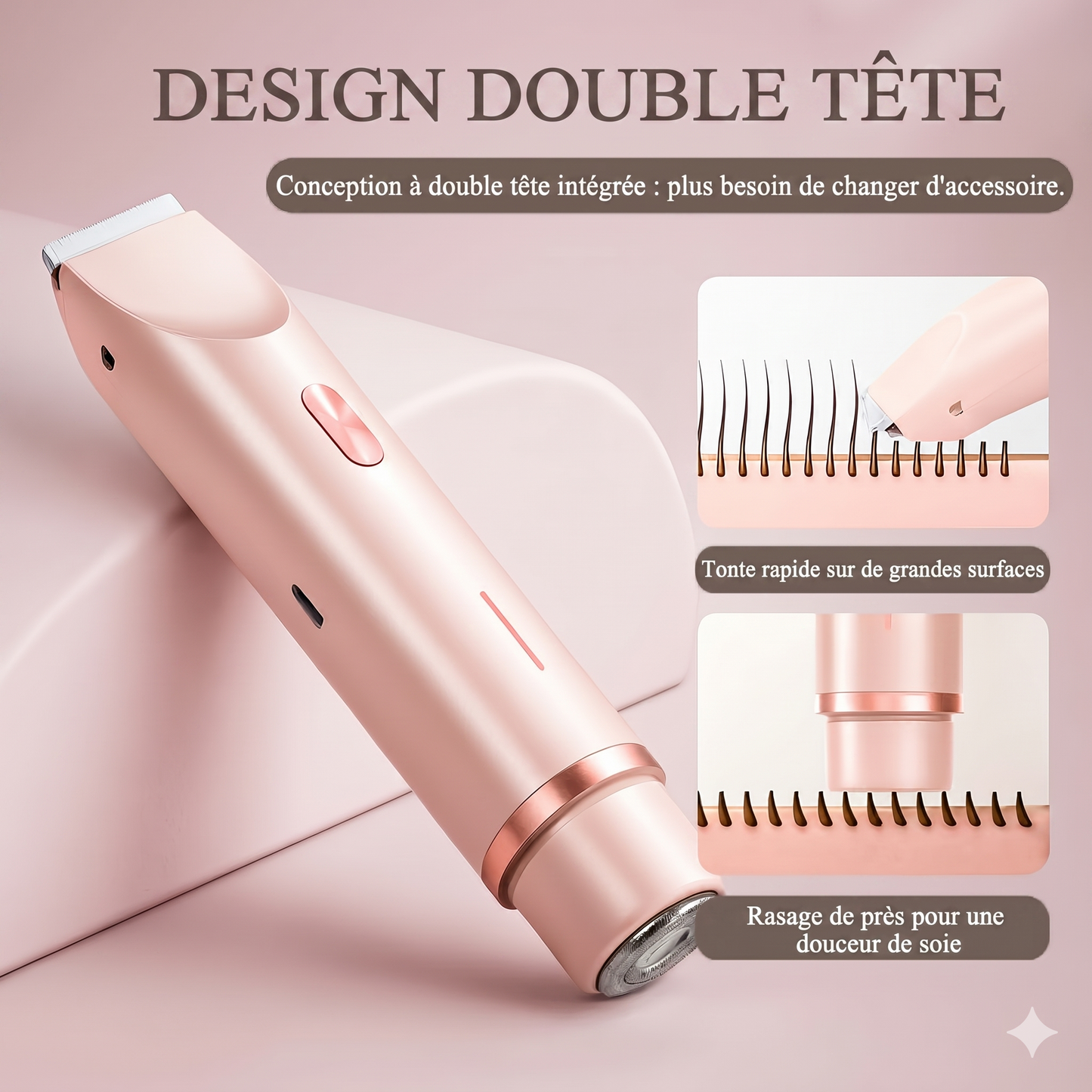 Rasoir Électrique 2-en-1 pour Femmes – Étanche & Doux pour la Peau
