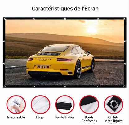 Écran de Projection Portable 4K Anti-Lumière – Toile Pliable et Occultante pour Home Cinéma