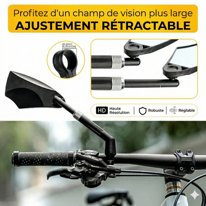 Rétroviseur de Vélo Ajustable à 360° – Miroir Grand Angle pour Guidon (Sécurité Optimale)