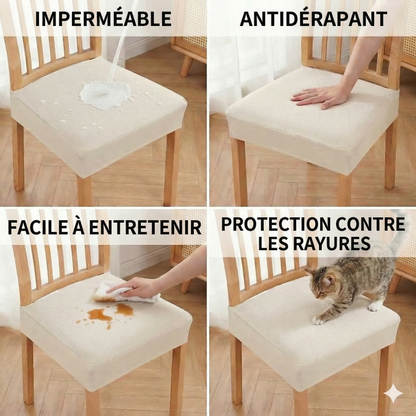 Lot de 2 Housses d'Assise de Chaise en Jacquard Imperméable – Antidérapantes et Faciles d'Entretien