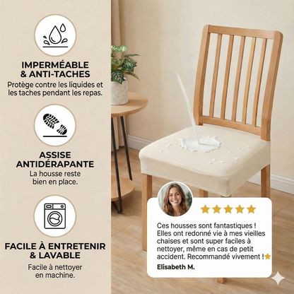 Lot de 2 Housses d'Assise de Chaise en Jacquard Imperméable – Antidérapantes et Faciles d'Entretien