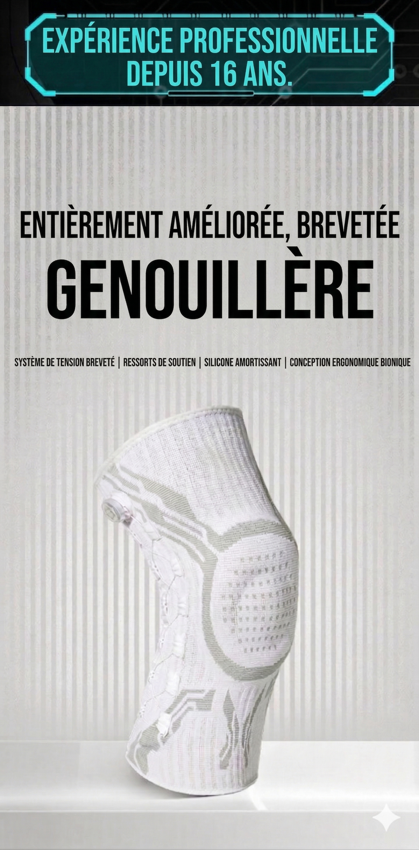 Genouillère de Compression Élastique – Prévention des Blessures et Soulagement des Douleurs (Running, Padel, Fitness)