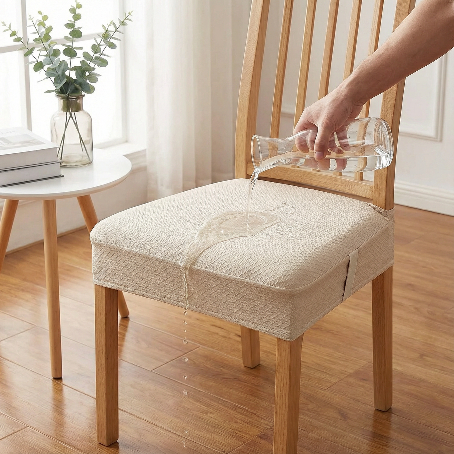 Lot de 2 Housses d'Assise de Chaise en Jacquard Imperméable – Antidérapantes et Faciles d'Entretien
