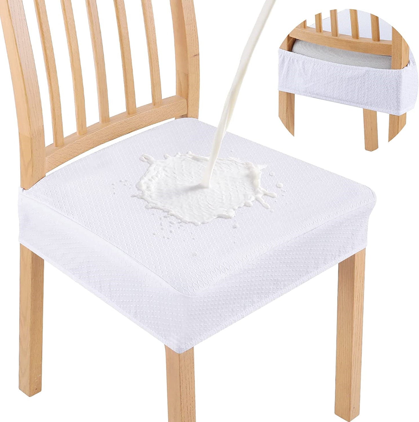 Lot de 2 Housses d'Assise de Chaise en Jacquard Imperméable – Antidérapantes et Faciles d'Entretien
