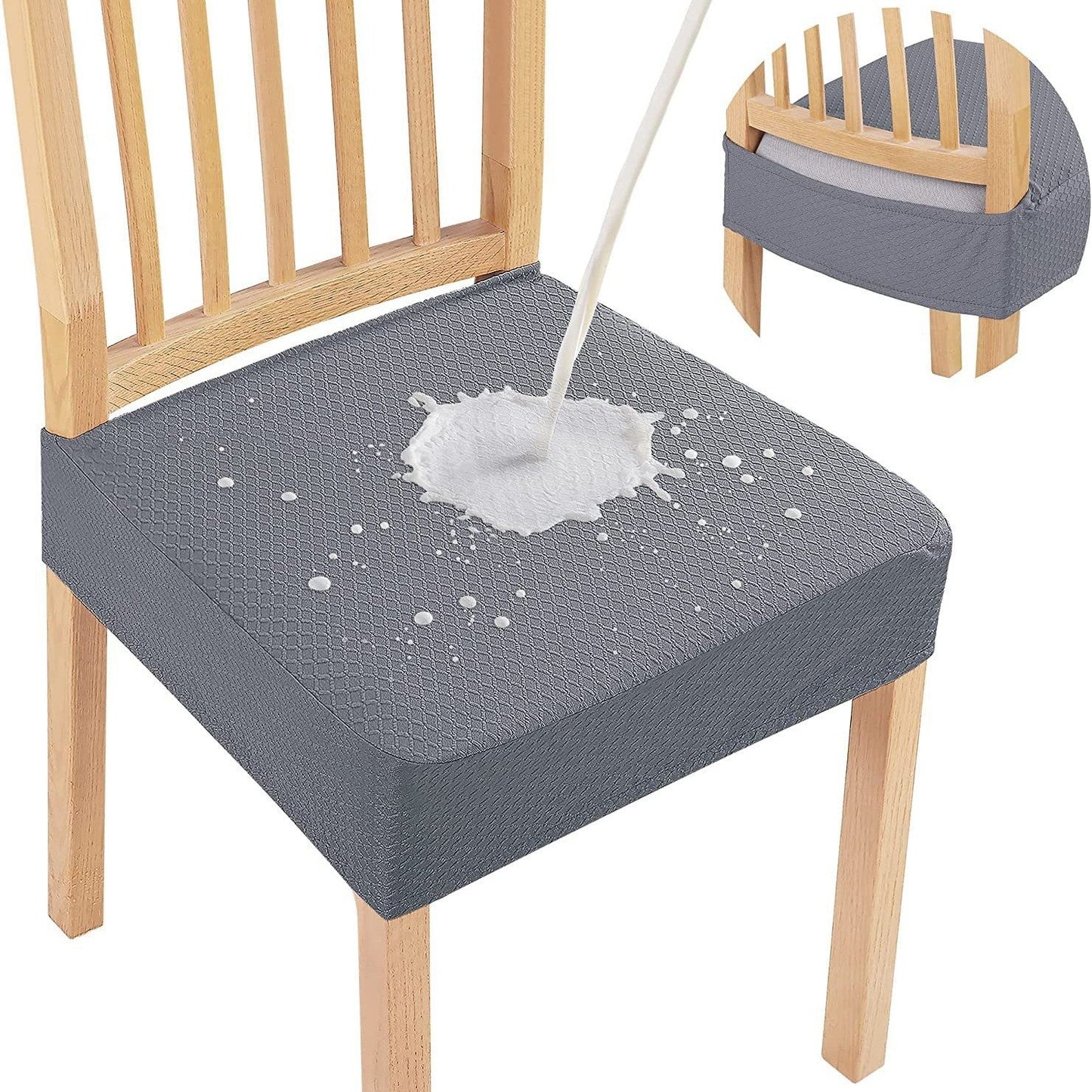 Lot de 2 Housses d'Assise de Chaise en Jacquard Imperméable – Antidérapantes et Faciles d'Entretien