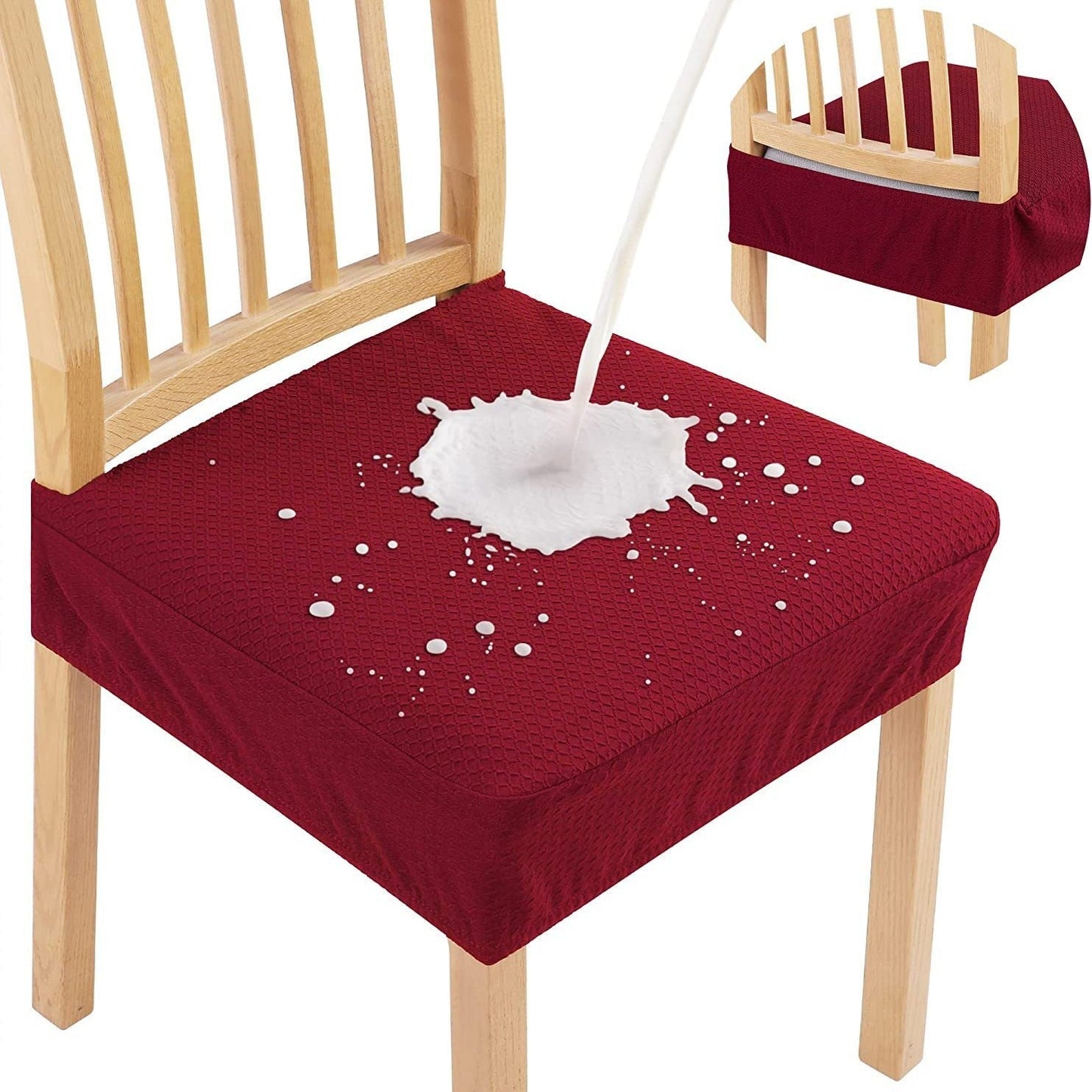 Lot de 2 Housses d'Assise de Chaise en Jacquard Imperméable – Antidérapantes et Faciles d'Entretien