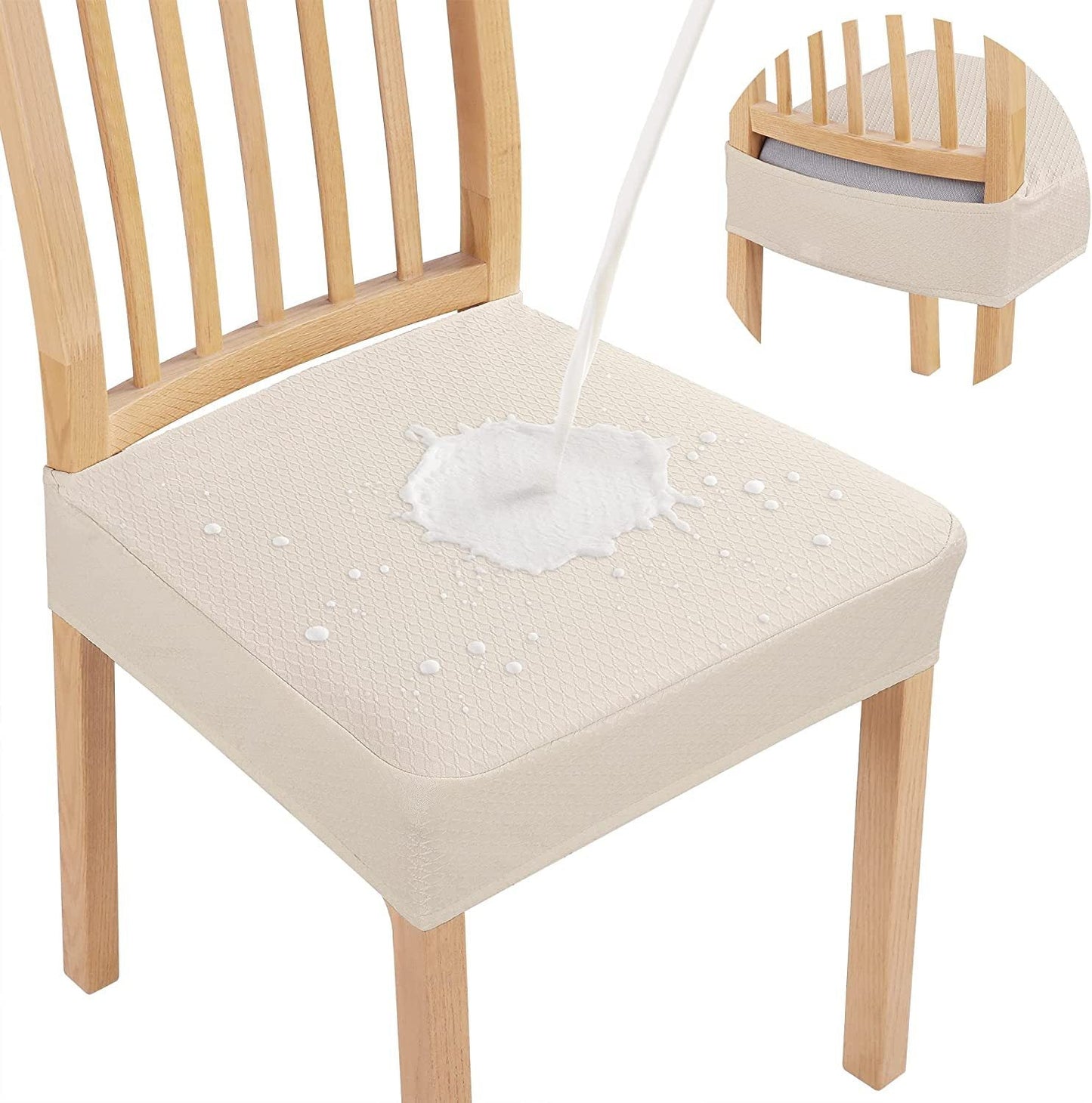 Lot de 2 Housses d'Assise de Chaise en Jacquard Imperméable – Antidérapantes et Faciles d'Entretien