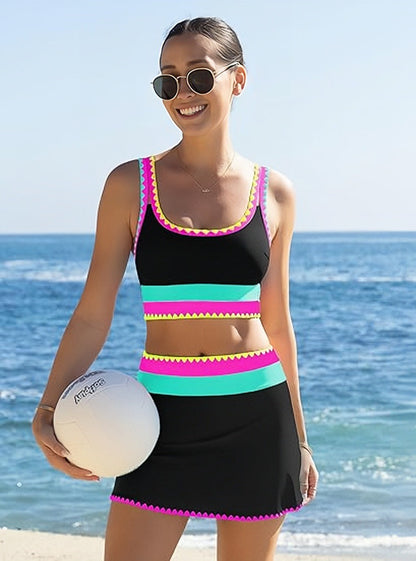 Bikini Sportif 3 Pièces – Taille Haute Gainante