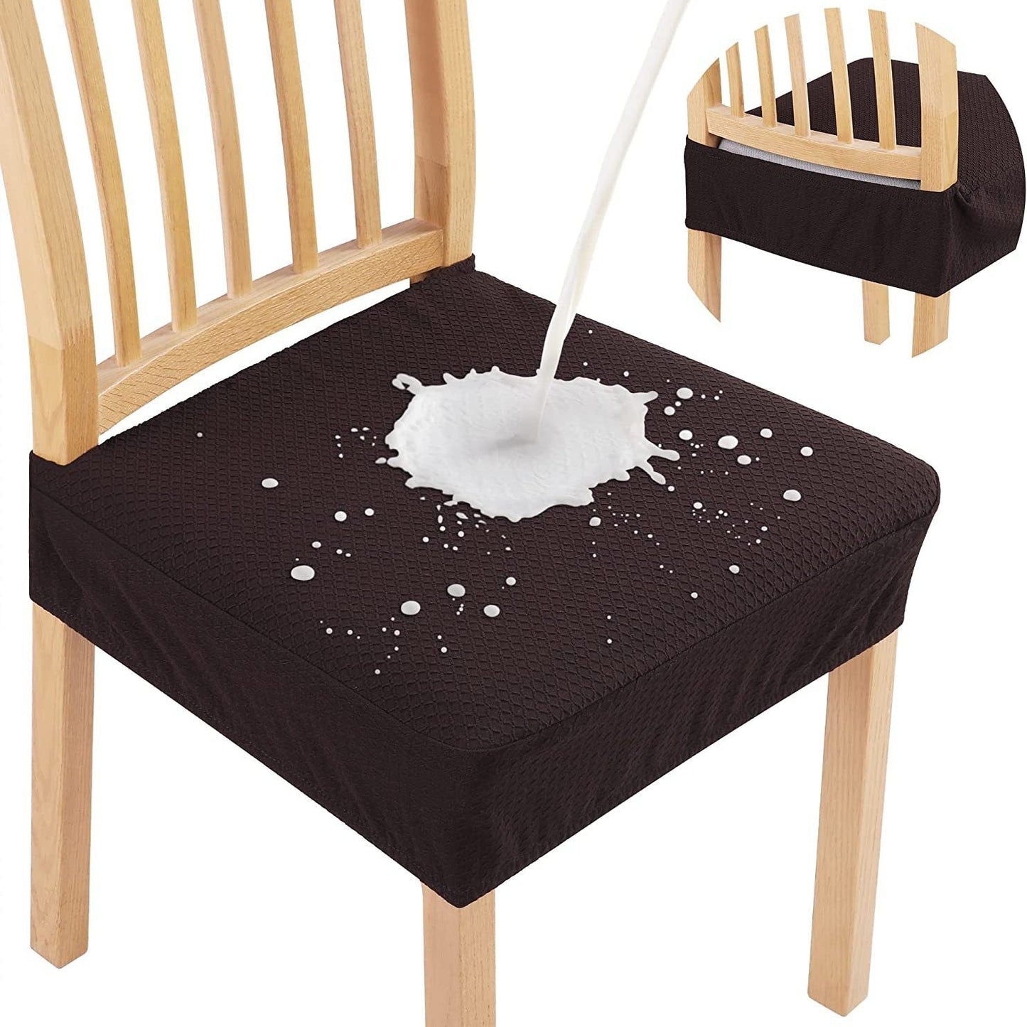 Lot de 2 Housses d'Assise de Chaise en Jacquard Imperméable – Antidérapantes et Faciles d'Entretien