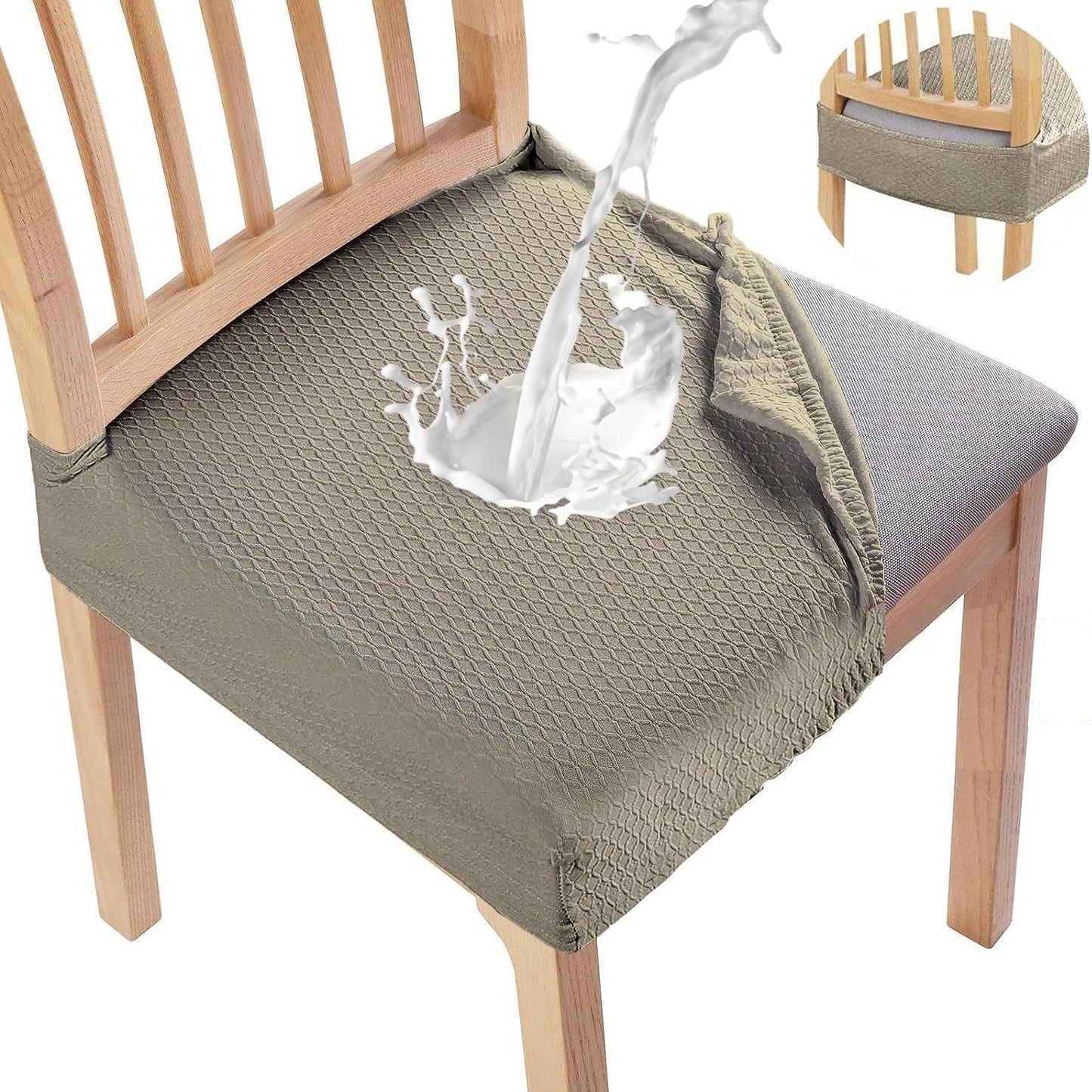 Lot de 2 Housses d'Assise de Chaise en Jacquard Imperméable – Antidérapantes et Faciles d'Entretien
