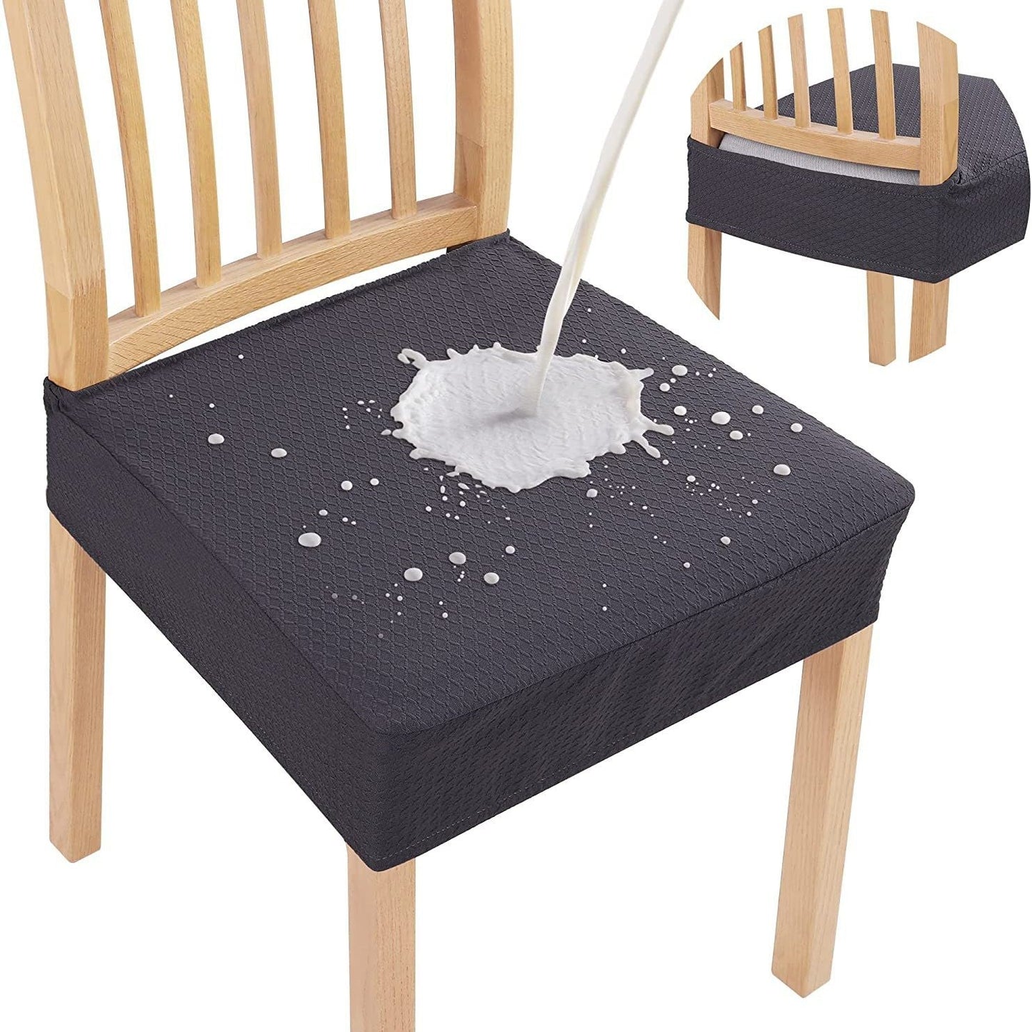 Lot de 2 Housses d'Assise de Chaise en Jacquard Imperméable – Antidérapantes et Faciles d'Entretien