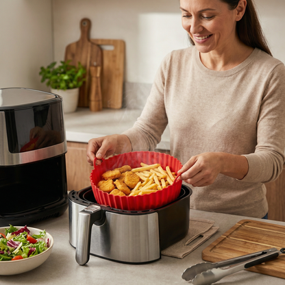 OmniLiving™  Moules en Silicone Réutilisables pour Airfryer | Paniers de Cuisson Antiadhésifs