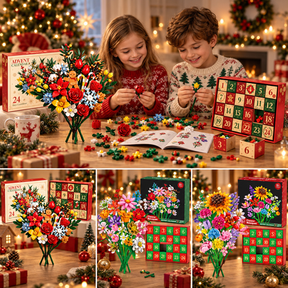 VaraLiving™ Calendrier de l'Avent Fleurs DIY (24 Jours) | Kit de Construction Floral Créatif & Compte à Rebours de Noël