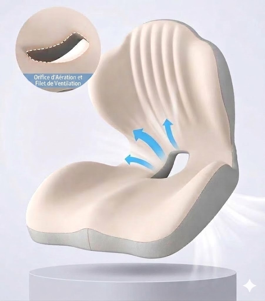 Coussin de Siège Mémoire de Forme – Anti-Mal de Dos