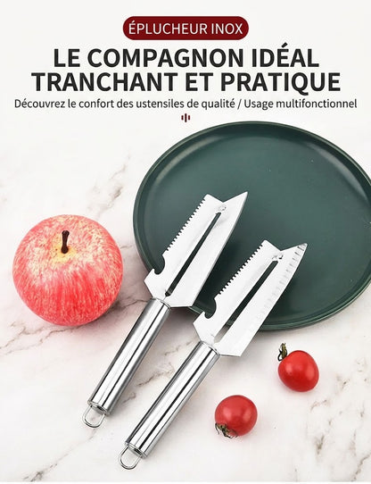 Éplucheur multifonction en acier inoxydable pour cuisine