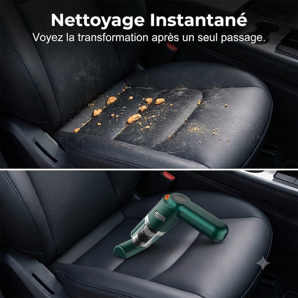 Aspirateur de Voiture Sans Fil Puissant – Compact & Haute Puissance d'Aspiration