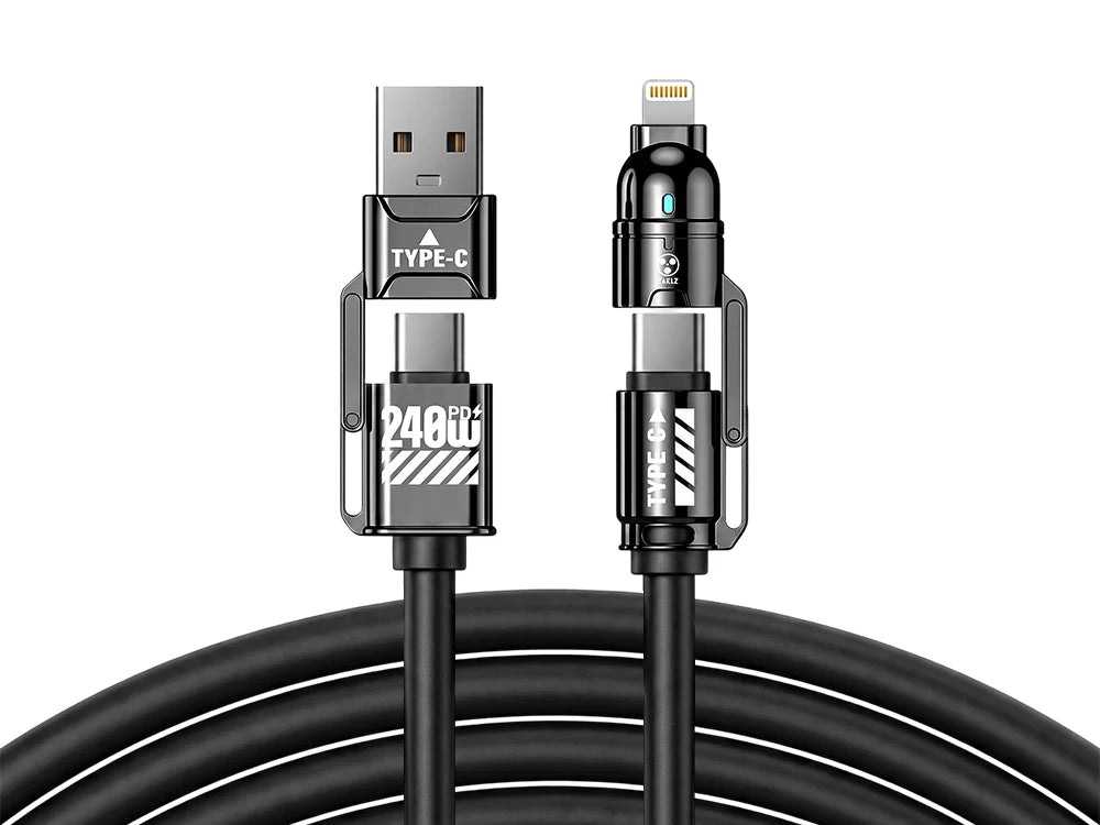 Câble de charge multiple 240W FISHING™ | USB-C et Lightning universel