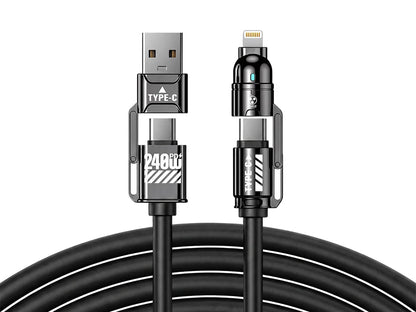 Câble de charge multiple 240W FISHING™ | USB-C et Lightning universel