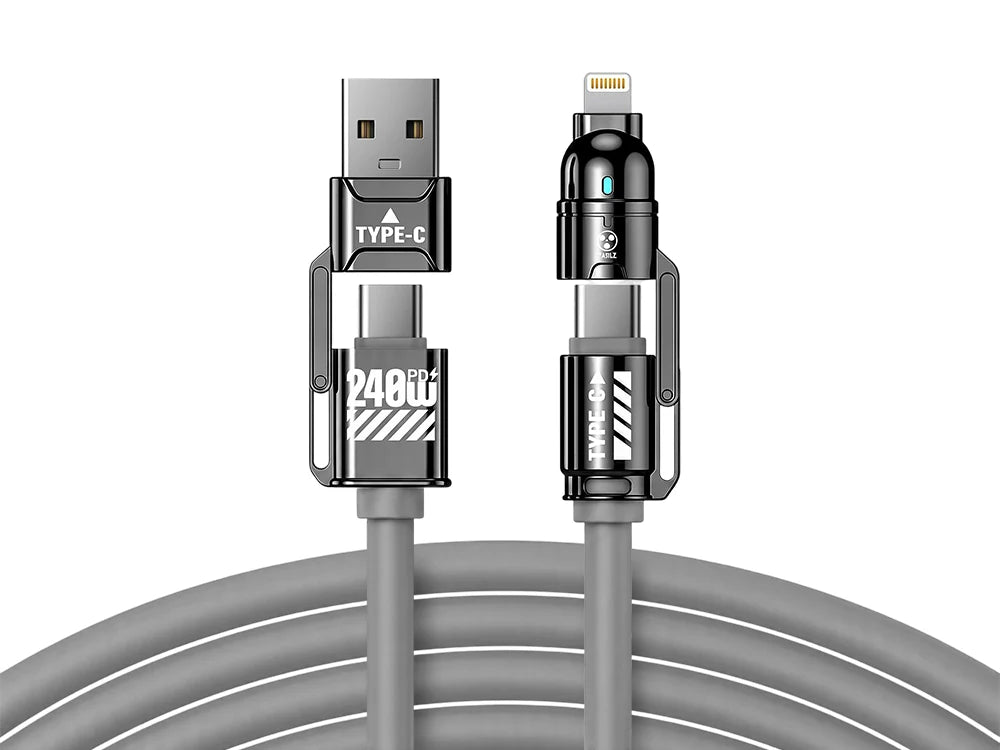 Câble de charge multiple 240W FISHING™ | USB-C et Lightning universel
