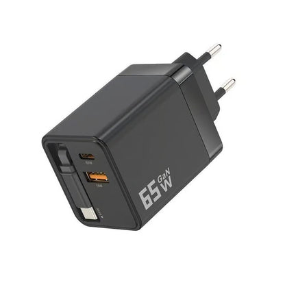 VaraLiving™ Chargeur GaN 65W 3-en-1 Rétractable