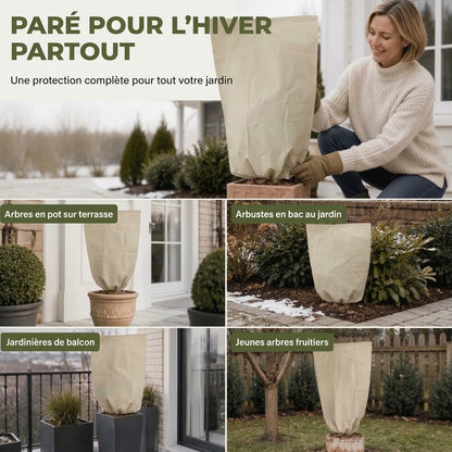 Housse d'hivernage pour plantes OmniLiving™ | Tissu non-tissé résistant avec cordon de serrage