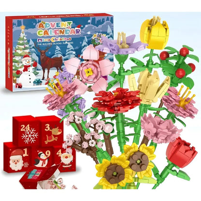 VaraLiving™ Calendrier de l'Avent Fleurs DIY (24 Jours) | Kit de Construction Floral Créatif & Compte à Rebours de Noël