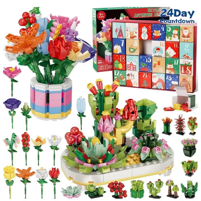 VaraLiving™ Calendrier de l'Avent Fleurs DIY (24 Jours) | Kit de Construction Floral Créatif & Compte à Rebours de Noël