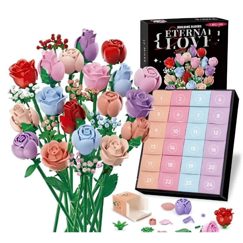 VaraLiving™ Calendrier de l'Avent Fleurs DIY (24 Jours) | Kit de Construction Floral Créatif & Compte à Rebours de Noël