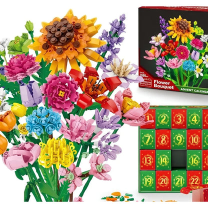 VaraLiving™ Calendrier de l'Avent Fleurs DIY (24 Jours) | Kit de Construction Floral Créatif & Compte à Rebours de Noël