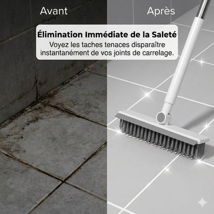 Brosse de Nettoyage 2-en-1 pour Joints & Coins avec Raclette Intégrée