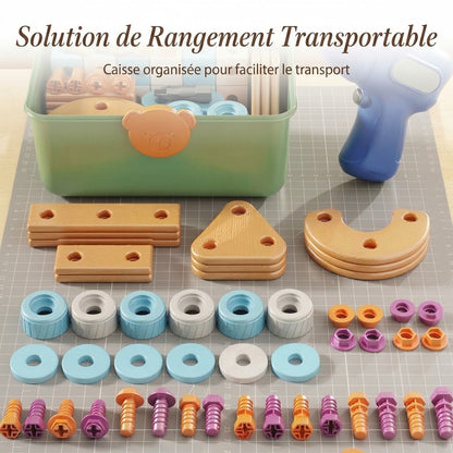 Ensemble d'outils et perceuse pour enfants OmniLiving™ (kit de construction créatif avec mallette)