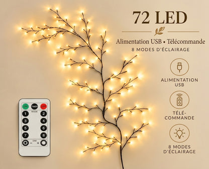 VaraLiving™ Guirlande LED Branches de Saule (Blanc Chaud, 8 Modes)