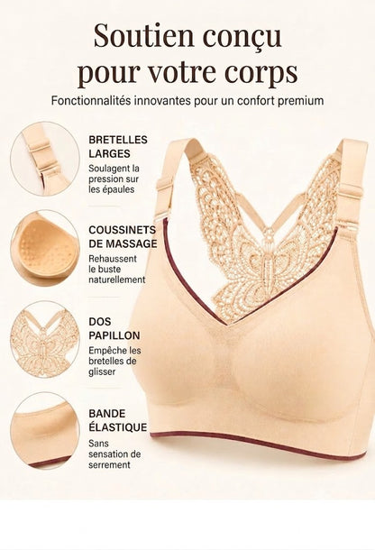 Soutien-Gorge Sans Armature avec Broderie Papillon – 1 ACHETÉ = 1 OFFERT (Pack de 2)