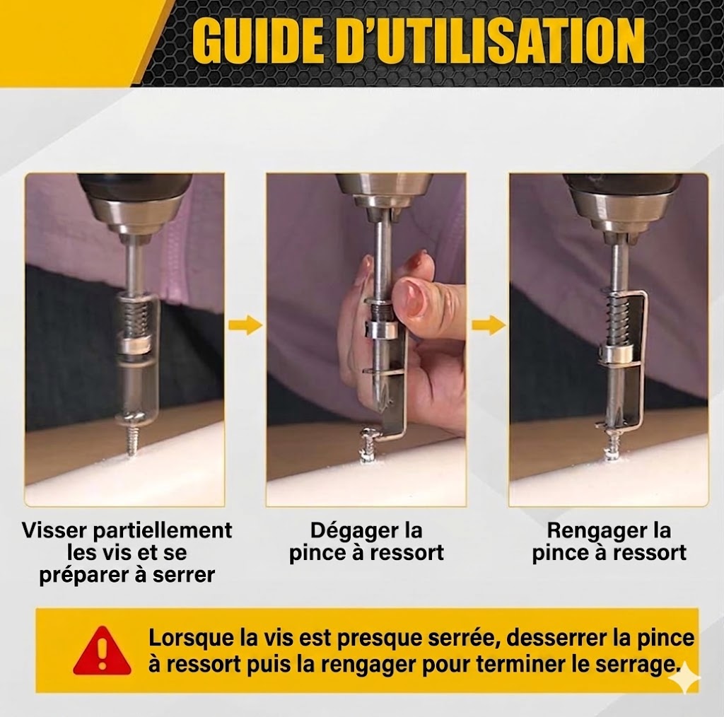 Guide-Vis™ | Le Positionneur Auto-Centrant à Ressort