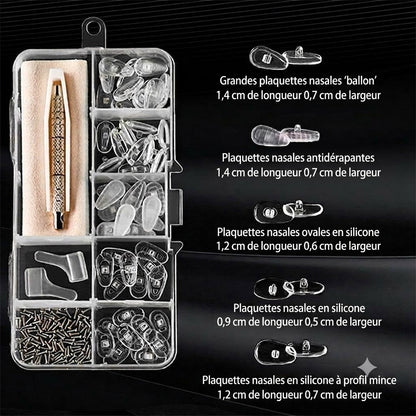 SilkEase™ Kit de Réparation pour Lunettes avec Plaquettes de Nez