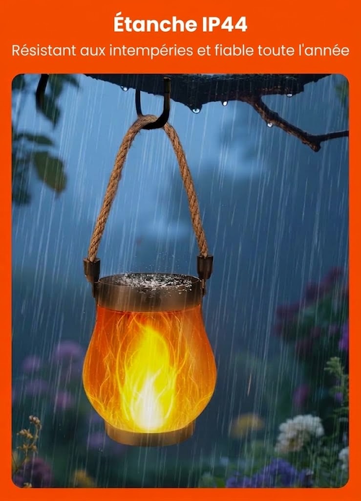 Lanterne à flamme éternelle OmniLiving™ | Effet de feu LED réaliste et lumière chaleureuse