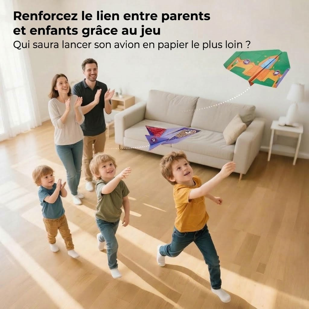 VaraLiving™ Kit DIY Avions en Papier (16 Pièces) | Avions en Origami Colorés Multi-Motifs pour Enfants
