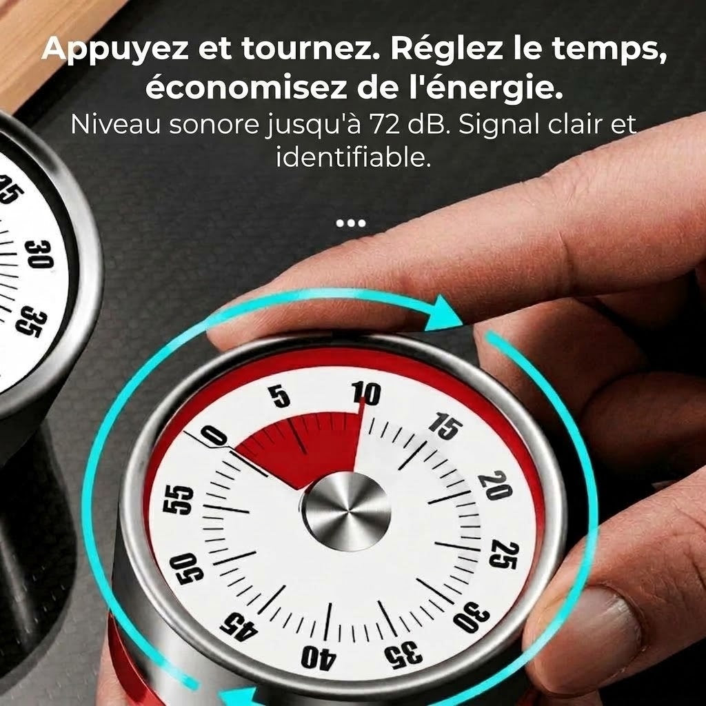 Minuteur mécanique magnétique OmniLiving™ | Minuteur de cuisine précis pour la