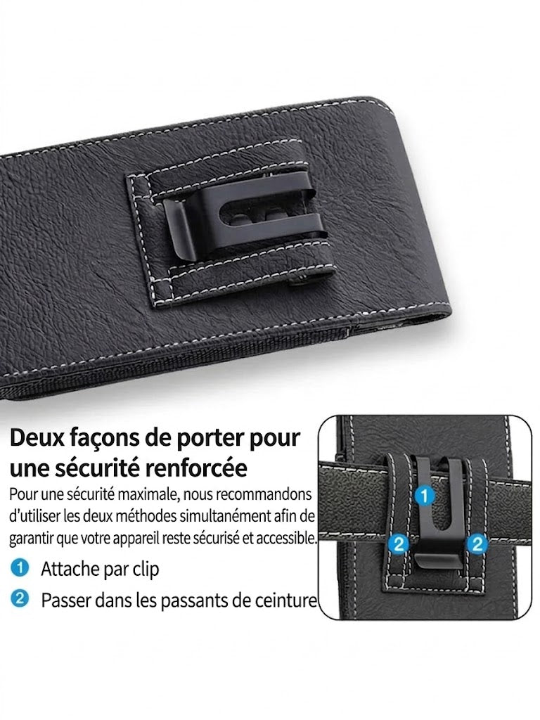 LuxeModa™ Étui de Ceinture en Cuir pour Smartphone