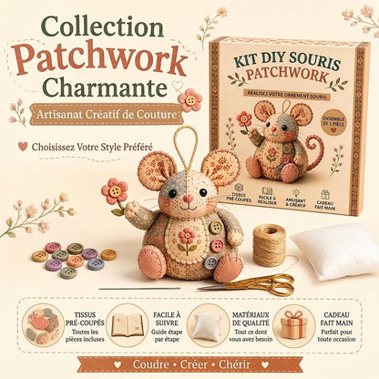 Kit de Couture Souris en Peluche Rétro – Fait Main