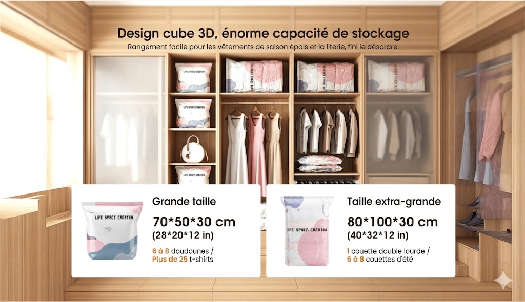 Sac de Compression 3D Sans Pompe