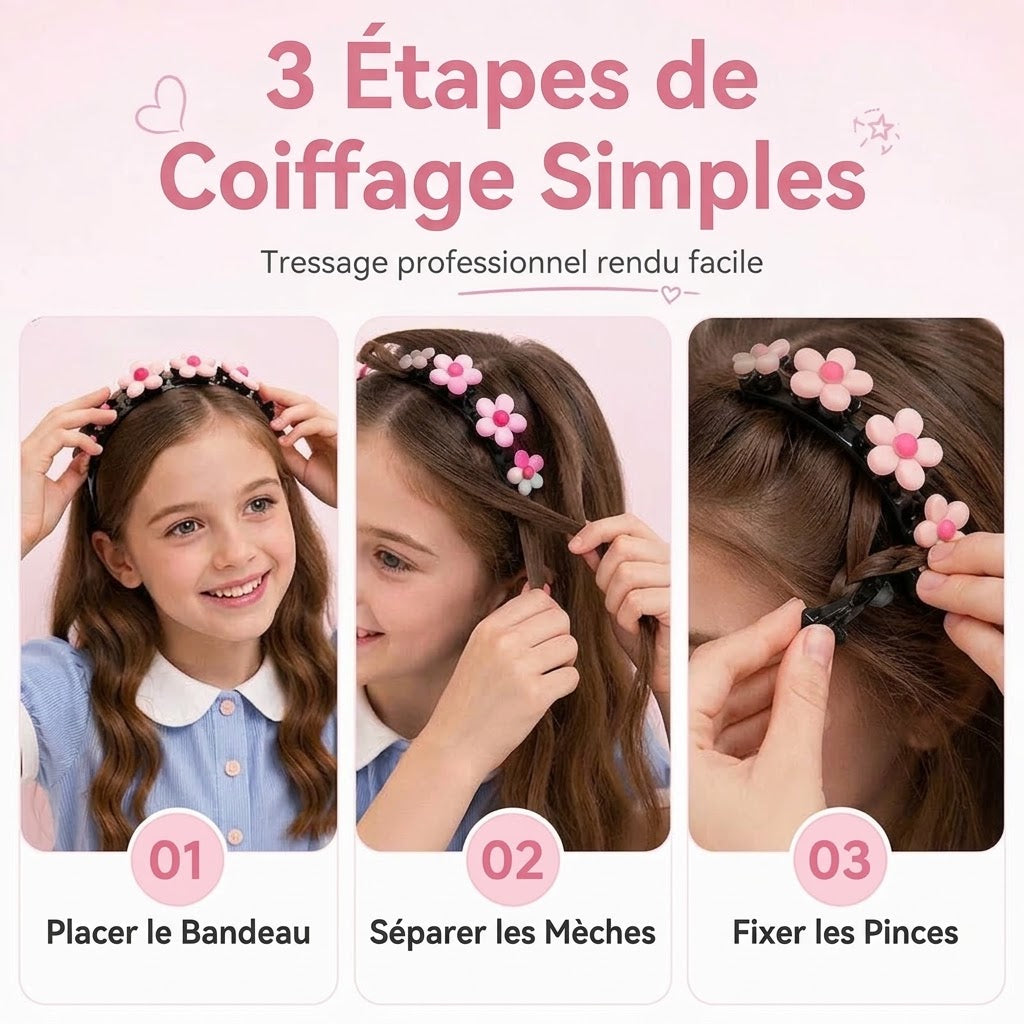 Serre-tête dessin animé avec pinces à tresses pour filles OmniLiving™ | 13 modèles mignons