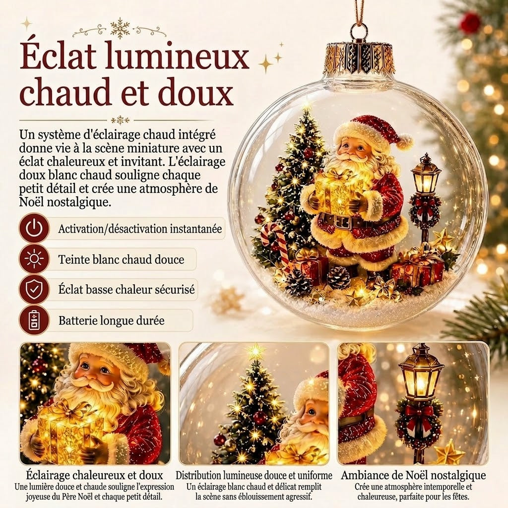 Décoration diorama de Noël lumineux OmniLiving™ | Monde d'hiver miniature avec éclairage LED