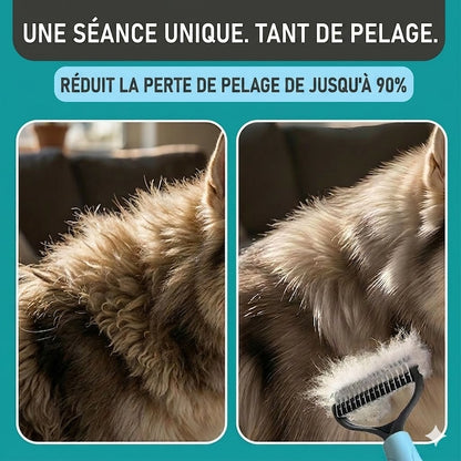 Brosse de Toilettage Double Face – Démêlage Doux & Anti-Perte de Poils (Chiens & Chats)