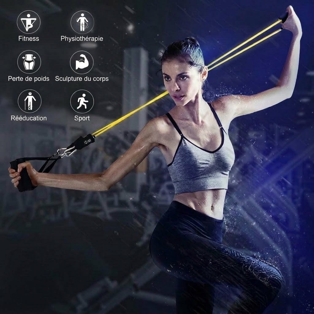 Élastique de fitness réglable multifonctionnel NovaPulse™ | Bande de résistance pour l'entraînement à domicile